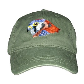 Tom's Bird Feeders American Kestrel Embroidered Cotton Cap Green