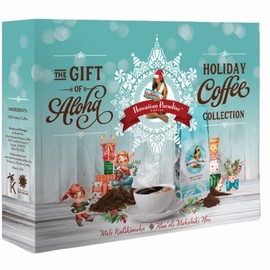 Hawaiian Paradise Coffee Christmas Holiday Coffee Gift Box with 3 -7oz. Bags of Coffee – Roasts include: Creme Brulee, Mistletoe Mocha and Menehune Roast. 100% Arabica Coffee - Great for Gifting