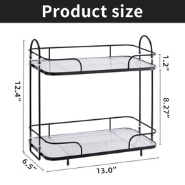 Seoneiro 2 Tier Corner Bathroom Counter Organizer, Cosmetic Skincare Organizer, Bathroom Countertop Perfume Tray Vanity Organizer, Kitchen Spice Corner Storage Shelf