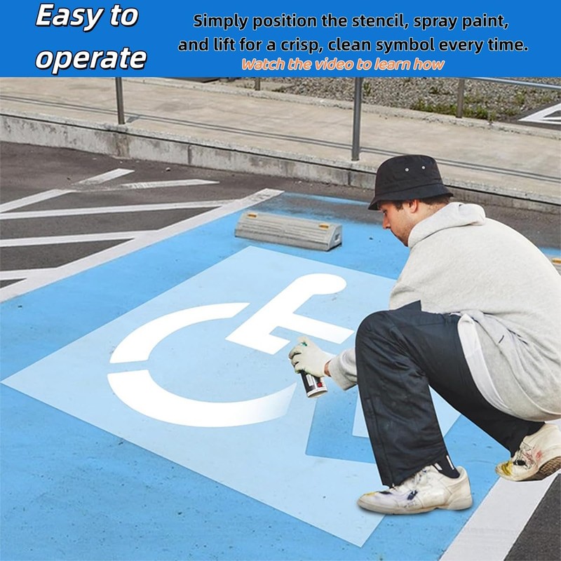 36’’x36’’ Handicap Parking Stencil for Painting, ADA Compliant, Reusable Silicone