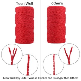 upain Red String 2mm 100m Christmas Twine String Decorative Butcher String Cotton Jute String for Gift Wrapping DIY Crafts Gardening Baking Butchers