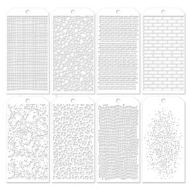 WELANGBN 8 Pcs Leopard Brick Dot Layering Stencils for Crafts, Mixed Media Art Texture Stencils for Painting on Card Making Canvas DIY Furniture Paper, Drawing Card Making Canvas Furniture Paper