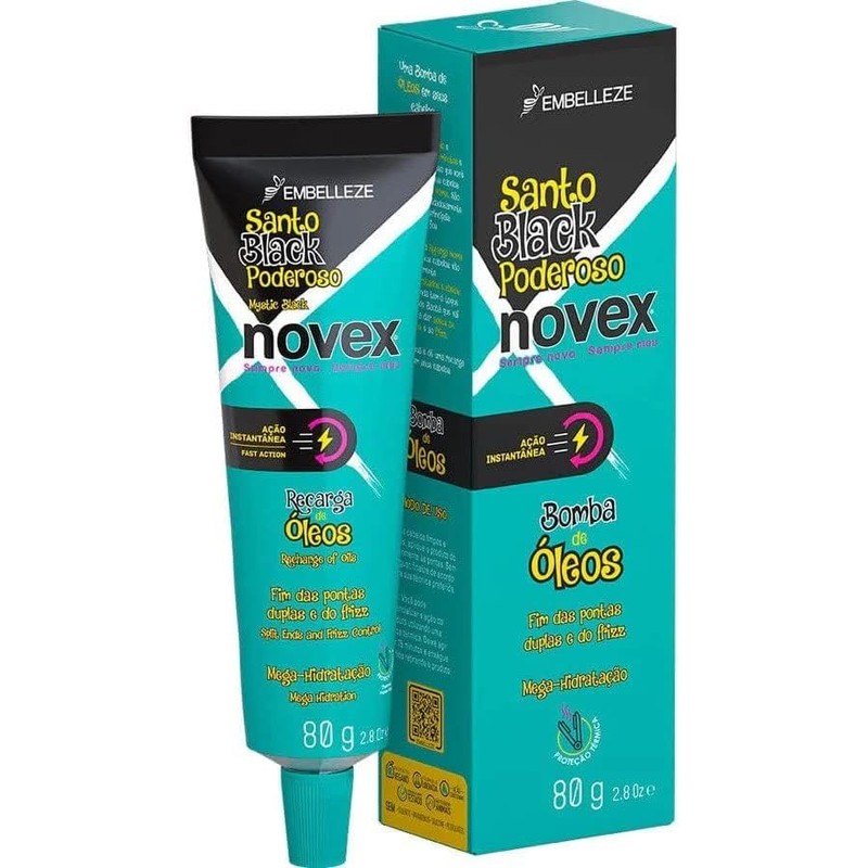 NOVEX Acondicionador Sin Enjuague Recharge De 2.8 Oz (Negro Místico)