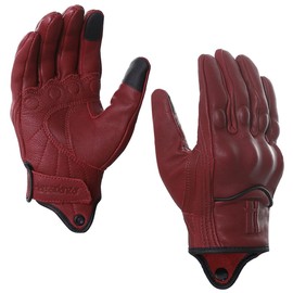 Harssidanzar Leather Motorcycle Gloves for Women,Womens Motorcycle Gloves Riding Gloves Driving Glove for Women, Motorbike Gloves,Powersports Gloves Touchscreen GL016,Oxblood, Size XL