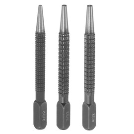 sourcing map 3pcs Center Punch Set 2/32" 3/32" 4/32" Carbon Steel Non-Slip Nail Setter Punch Tapered Alignment Center Hole Pin Tool for Plastic Metal Wood Scribe Marking