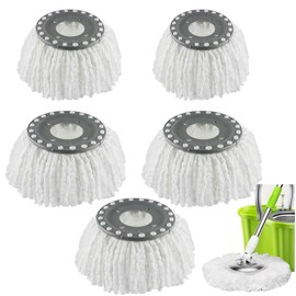 YWSHF 5 PCS Spin Mop Heads Replacement Refill for Old Hurricane Mr.Clean 360 Spin Magic Rotating Round Mop Microfibre Universal Spin Mop Heads Clean Mop Head Refill for Standard Mops
