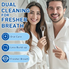 Srnede Tongue Scraper for Adults Tongue Cleaner Oral Care Aids in Fresh Breath Reduce Bad Breath Metal Tongue Scrapers Stainless Steel with Travel Case 2 Pack