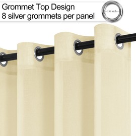 XWZO Linen Look Voile Curtains Beige,Grommet Top Semi Transparent Eyelet Sheer Drapes for Living Room,Kids Room,W55*L88,2 Panels