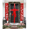 Door Bows Red, Red Satin Deluxe Padded Christmas Decoration with