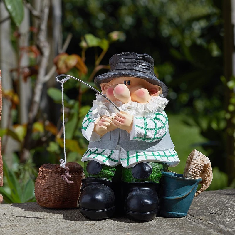 Smart Solar Figure GNOMO Fishing 22.5CM, Black/White