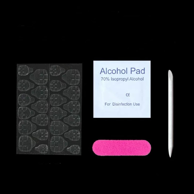 C.Z.Z.T.T.NAILS Press On Nails -30PCS long Almond Red Glitter French