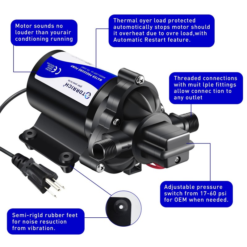 TDRRICH 110v Water Pressure Booster Transfer Pump with Power Plug,4GMP