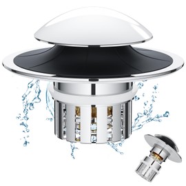 Universal 2 in 1 Bathroom Sink Stopper with Removable Filter Basket, Pop Up Pure Copper Bathroom Sink Drain Strainer, Anti-Clogging Bathroom Drain Stopper Sink Plug