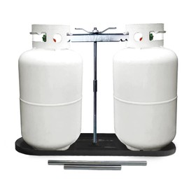 RVPNR RV Dual Propane Tank Mounting Rack 40lb,30lb and 20ld Tanks for Camper and Travel Trailers with Different Connecting Pipes, Black, White, Grey or Red Options (Black)