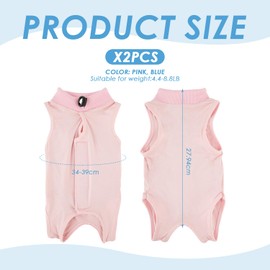 TYFGRT Pack of 2 Cat Sterilisation Clothes, Post-Operative Cat Onesie, Anti-Leak Clothing for Pets, Cat Recovery Clothes, Suitable for Post-Operative Abdominal Wound Skin Diseases