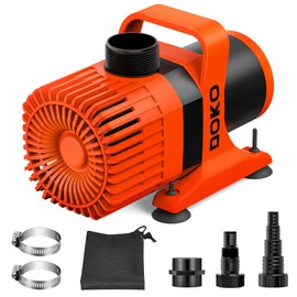 DOKO Submersible Water Pump, 2600GPH Pond Pump with 20FT Power Cord and 21 FT Lift Heigh, 200W Ultra Quiet Fountain Water Pump for Pond, Aquarium, Waterfall, Fish Tank, Hydroponic, Orange Black
