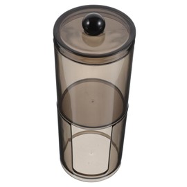 Mikinona Cotton Swab Storage Case Stylish Black Round Canister for Makeup Organizers Bathroom Decor and Cotton Buds Dispenser with Lid for Tidy Vanity and Easy Access