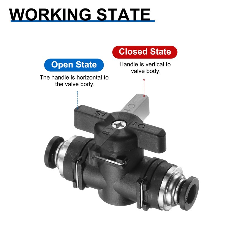 sourcing map 1/4" OD Ball Valve Push Quick Connect Pneumatic