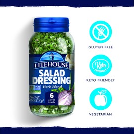 Litehouse Freeze Dried Salad Dressing Herb Blend, Mix of Chives, Garlic, Dill, Parsley, Shallots & Red Onion, Non-GMO, Gluten-Free, Fresh Herb Blend, 0.42 Oz