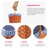 Plastic Basket With Blue Gingham Cloth and Handle Perfect for