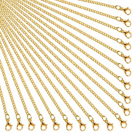 24 Pack Necklace Chains Gold Plated DIY Link Chain Necklace with Lobster Clasps for Women DIY Jewelry Making Supplies (18 Inch)