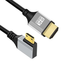 chenyang HDMI 2.1 Cable,HDMI Male to Micro HDMI Male 90 Degree Left Angled 8K@60Hz 4K@120Hz 48Gbps Ultra High-Speed Gold-Plated Cable 1.64FT/0.5M for TV, Monitor, Computer