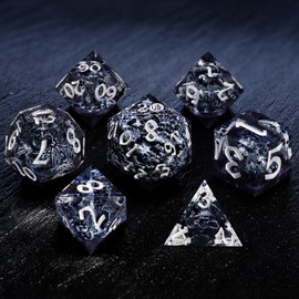 Dice Set – Dark Necromancer Polyhedral Dice with 3D Miniatures Inside – Sharp Edge Resin DND Dice Set with Undead Army, Skull Sphere & Gothic Design – Perfect for Tabletop RPGs, Dungeons & Dragons.