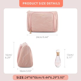 YIYIDSTO Cosmetic Bag Travel Makeup Bag Large Capacity Small Travel Zipper Pouch Makeup Organizer Bag for Women (Pink-2 Pack)