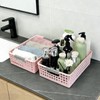 4 Pack Plastic Storage Basket with Handles, Wide Shallow Organizer