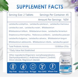 OMOGS Probiotics 120 Billion CFUs 18 Strains,with 3 Organic Prebiotics & Vitamin C,Nutritional Supplement for Women,Men & Kids,Support Metabolism,Immu