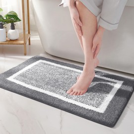 Color&Geometry Soft Microfibre Bath Mat, Non-Slip Bathroom Rug, Machine Washable, Water Absorbing Bath Mat, High Pile Rugs for Shower, Bathroom