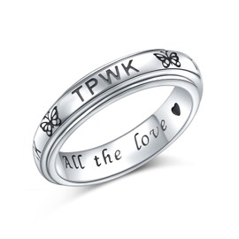 HOOHWE Anxiety Ring for Women, S925 Sterling Silver Fidget Rings for Anxiety for Women Spinner Rings Anxiety Fidget Jewelry Ring Boredom ADHD Autism Rings for Women Men Teens, Sterling Silver, sterling silver