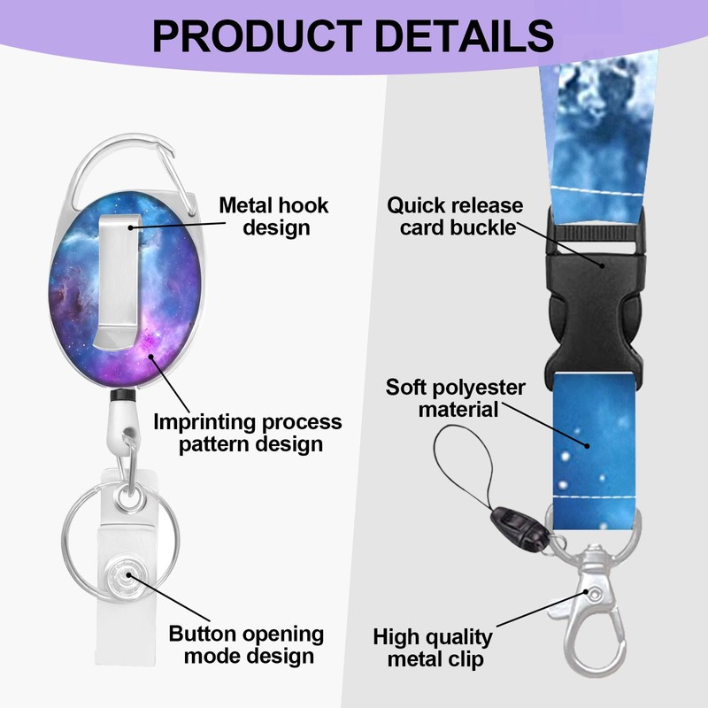 Lanyard for Keys with Retractable Reel Clip and Hard Vertical
