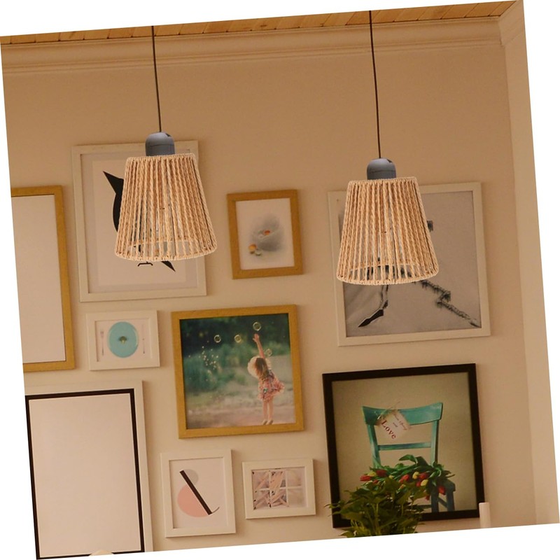 WHAMVOX Elegant Rattan Woven Pendant Lampshade Rustic and Handmade Natural