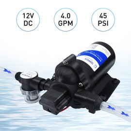 TDRRICH Water Pressure Booster Pump for RV，12V Diaphragm Power Water Pumps 4GPM 45PSI Self-priming Pump,Diaphragm Transfer Pump for Boats Inline Garden Hose Lawn Camper Sprinkler Irrigation