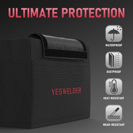 YESWELDER Welder Cover, Waterproof Protective Dust Cover for Welding Machine with Storage Pockets Small Size 14.96" x 10.24" x 6.69" for FLUX-135PRO, etc.