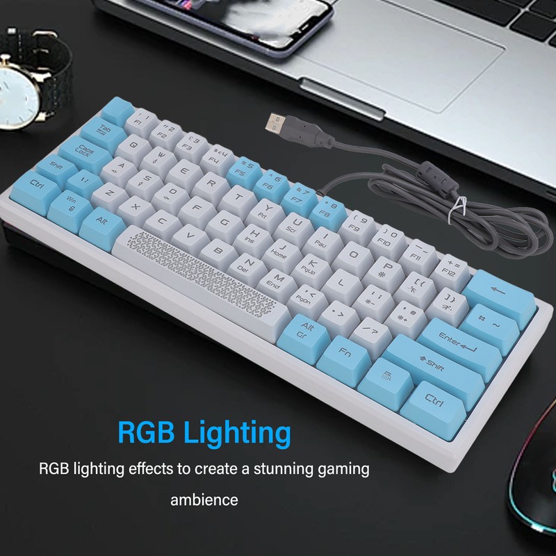 Wired RGB Keyboard Sensitive Operation Quick Response 62 Key White