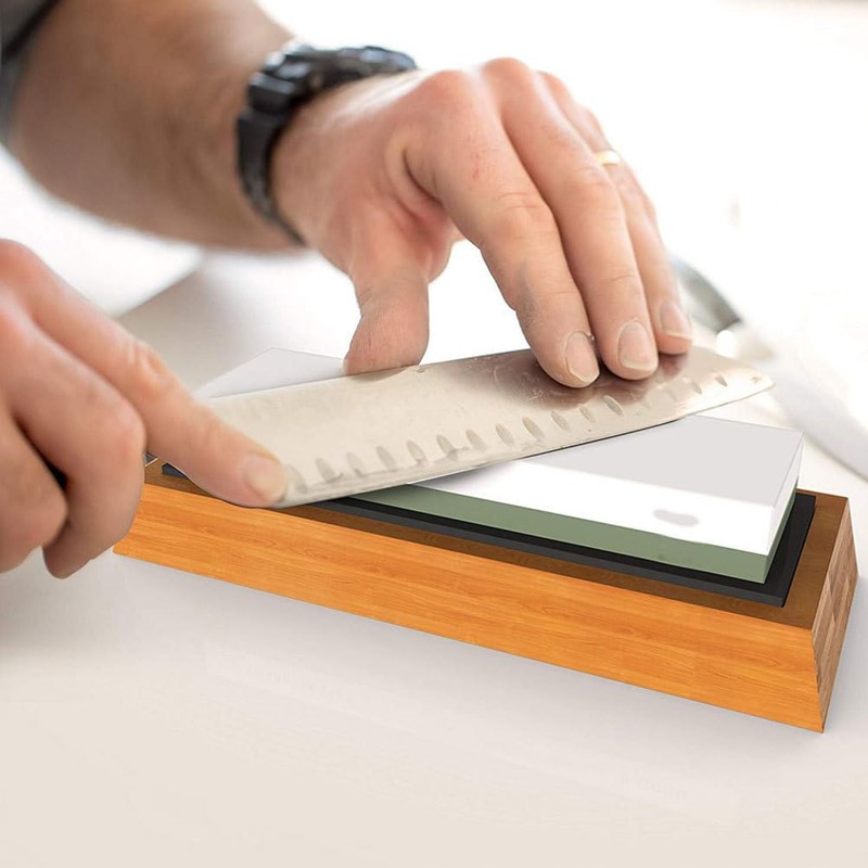 Whetstone Sharpening Stone Storage Holder bamboo whetstone rubber 1 Set