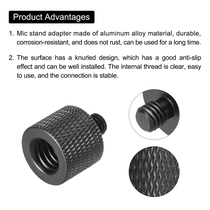 sourcing map Microphone Stand Adapter 3/8 Female to M6 Male