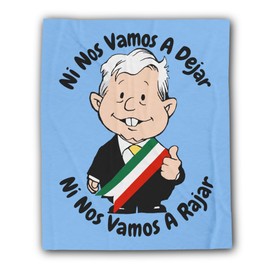 MEXICANDOO AMLO Blanket, Amlito Cartoon One Side Printed Velveteen Plush Lightweight Blanket (Frazada de AMLO Cobija) Size 50”x60” (Rajar)
