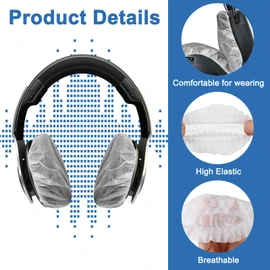 Tvoip 100Pcs White Non-Woven Sanitary Headphone Ear Cover, Disposable Super Stretch Covers Washable, for Most On Ear Headphones Earpads (11 cm/ 4.33 Inch)