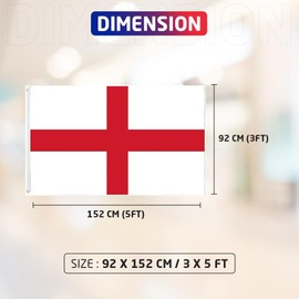 5x3ft Double Sided England National Flag Banner with Two Brass Grommets, Flags Banner, Large England Flags for Parade, Patriotic Activities, Garden Home Decoration