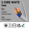 Primes DIY 3 Core Round White Flex Flexible Cable, stranded
