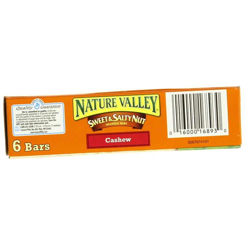 Nature Valley Sweet and Salty Nut Granola Bars, Cashew, 6