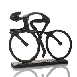 Cast Iron Rustic Racing Cyclist Sculpture