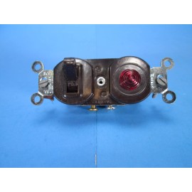 Leviton Vintage LEVITON Flush Toggle Switch & Neon Pilot Light 5227 Brown *NewOldStock*