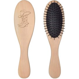 'Star Cowboy Boots & Hat' Wooden Hairbrush (HA00055262)