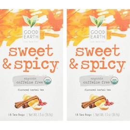 Organic Sweet & Spicy Herbal Caffeine Free Good Earth Teas 18 Tea Bag (Pack of 2)