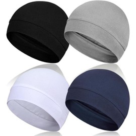Winter Skull Caps Cotton Sleep HatsMultifunctional Helmet Liner Cap for Cycling - Color: Black+white+light Gray+navy, Size: One Size