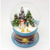 Snow Globe Snowman Standing Next to Child on Sleigh Base